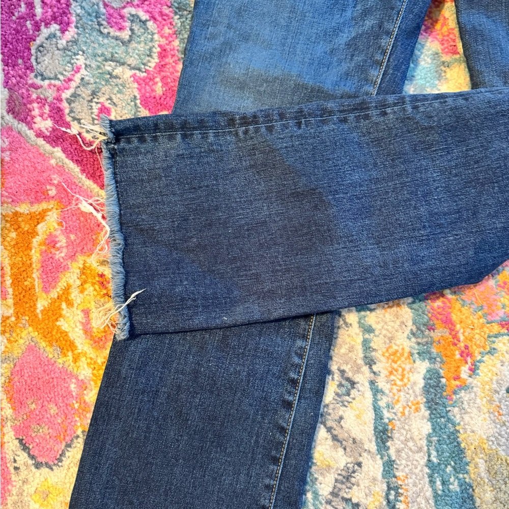Veronica Beard 27” Jeans Carolyn Baby Boot Raw Hem cropped Front Button - Picture 9 of 9
